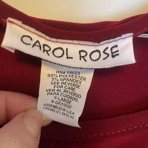 Carol Rose Size Extra-large Red & Black Short Sleeve Blouse - Picture 2 of 5